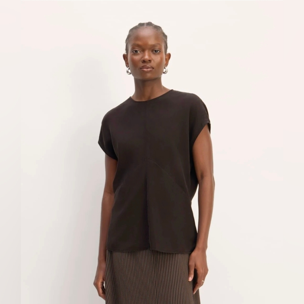Everlane The Drape Top in Butterknit Black size 8